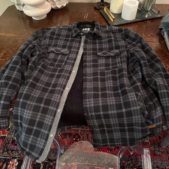 Men’s fleece shirt jacket with Sherpa lining, voyager brand 2XL